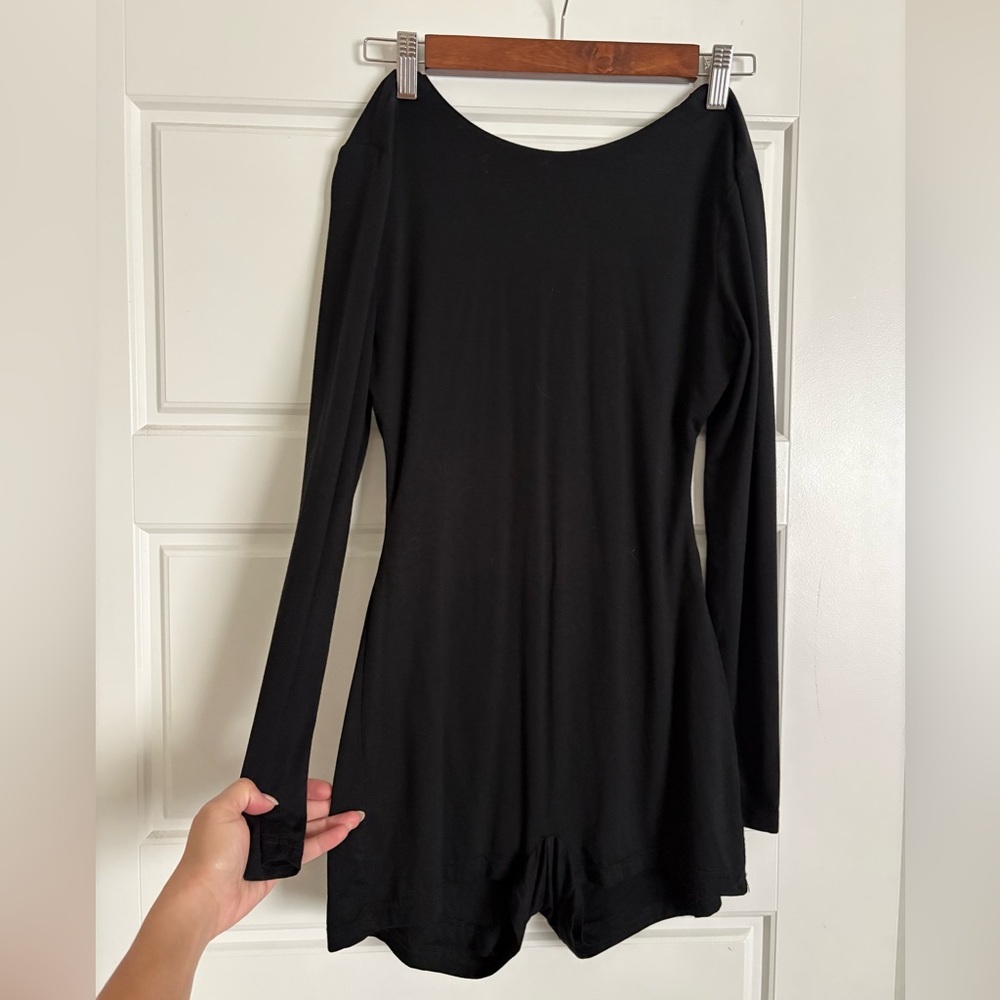Backless Black Long Sleeve Romper